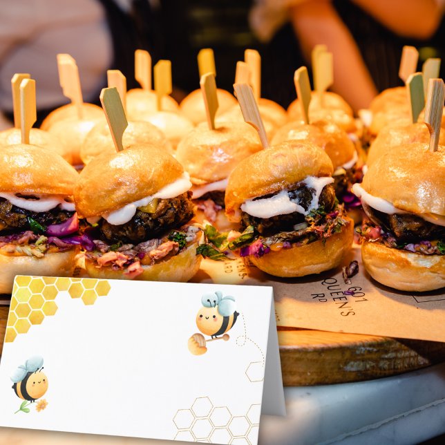 Cartão De Mesa Rótulos de Comida de mel e abelhas (Criador carregado)