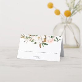 Cartão De Mesa Roxo branco verde magnólia floral