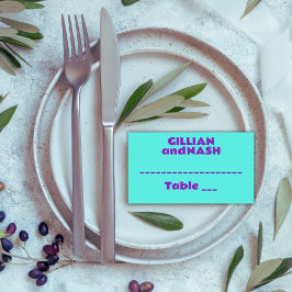 Cartão De Mesa Roxo dos anos 90 no Casamento do Teal