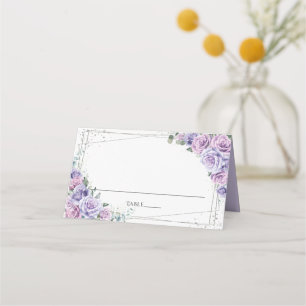 Cartão De Mesa Roxo Lilás Floral Casamento Noiva Chuva Quince