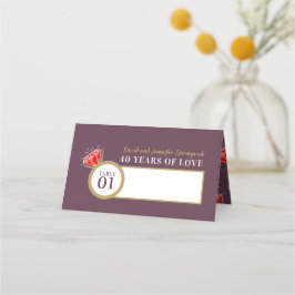 Cartão De Mesa Ruby 40º aniversário de casamento mesa