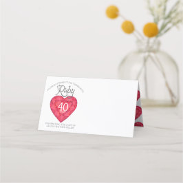 Cartão De Mesa Ruby red watercolor 40º casamento