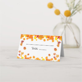 Cartão De Mesa Rustic Autumn Leaves Wedding