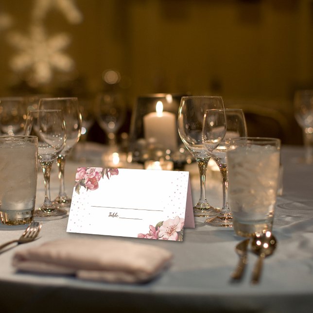 Cartão De Mesa Rustic Floral Mauve Wedding (Criador carregado)