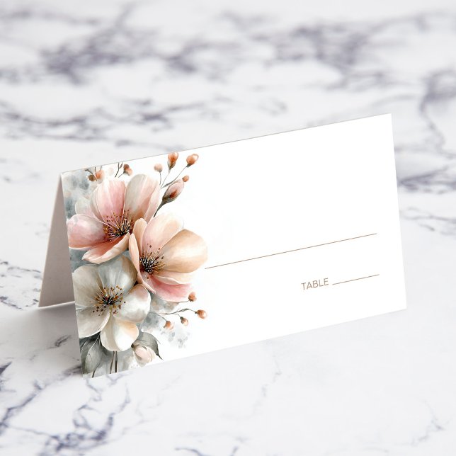 Cartão De Mesa Rustic Pink Floral Wedding Place Card (Criador carregado)