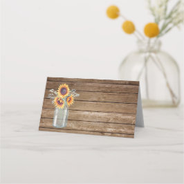 Cartão De Mesa Rústico Sunflower Country Mason Jar Floral Barnyar