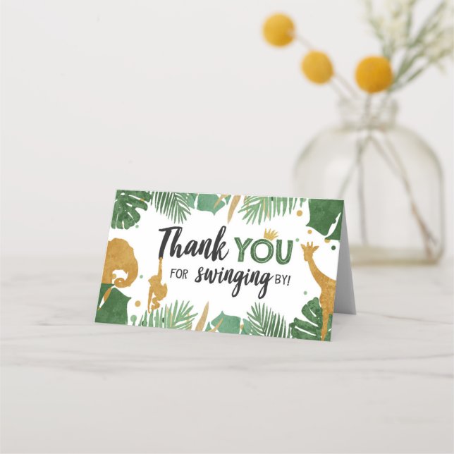 Cartão De Mesa Safari Animais Tratam a Bag Topper Goodie Dourada (Frente)