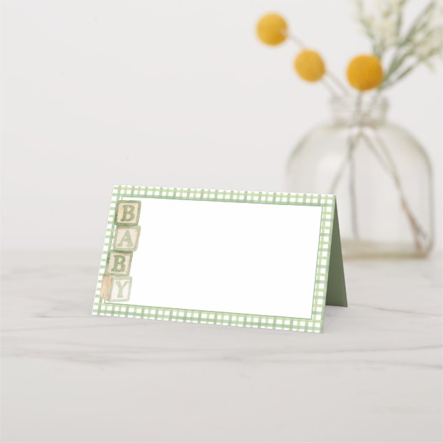 Cartão De Mesa Sage Baby Blocks Blank Food & Favor Tent Cards (Frente)