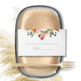 Cartão De Mesa Sage Green Dark Red Ouro Sunflower Watercolor