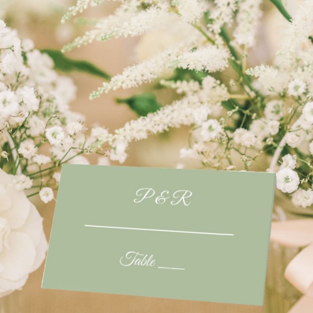 Cartão De Mesa Sage Green Simple Stylized Script Wedding (In Situ Wedding)