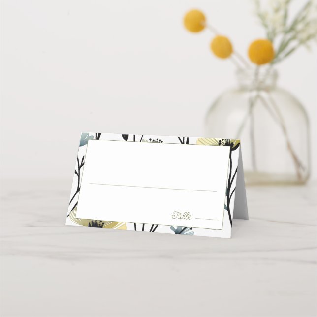 Cartão De Mesa Sage Green & Soft Yellow Botanical Wedding (Frente)