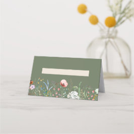 Cartão De Mesa Sage Green Wildflower Meadow Wedding