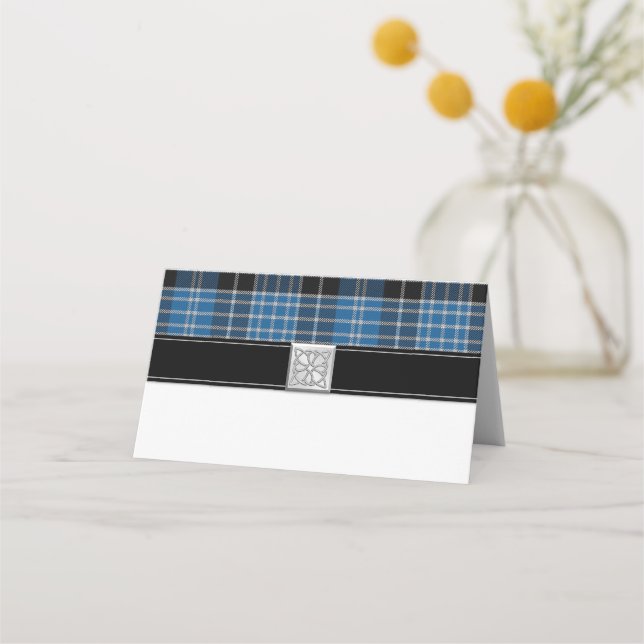 Cartão De Mesa Scottish Clark Tartan Wedding (Frente)