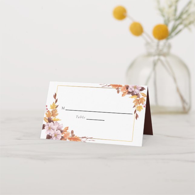 Cartão De Mesa Script Personalizado de Mesa Floral de Casamento d (Frente)