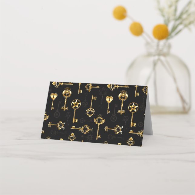 Cartão De Mesa Seamless Pattern with Golden Keys (Frente)