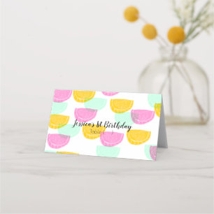 Cartão De Mesa Selos de Melancias Aquarela Tenda Colorida
