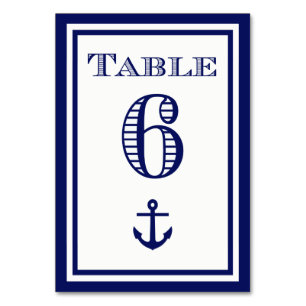 Cartão de Mesa Simples Âncora Moldura Azul Marinho