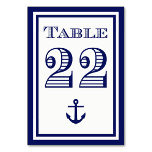 Cartão de Mesa Simples Âncora Moldura Azul Marinho