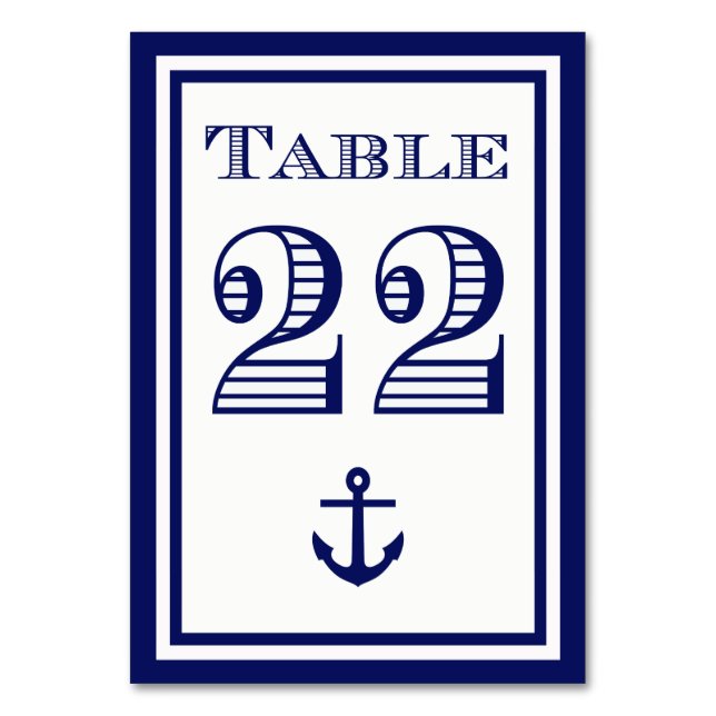Cartão de Mesa Simples Âncora Moldura Azul Marinho (Frente)