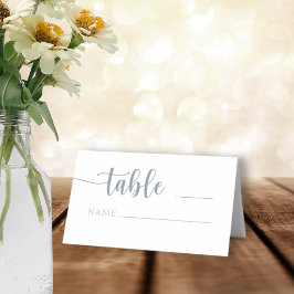 Cartão De Mesa Simples Casamento Caligrafia Azul Poeirento