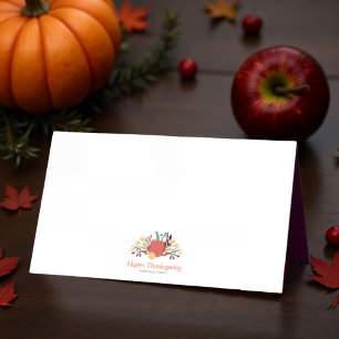 Cartão De Mesa Simples Chic Autumn Pumpkins Ação de Graças