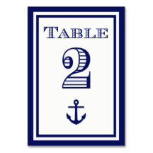 Cartão de Mesa Simples com Âncora em Azul Marinho 