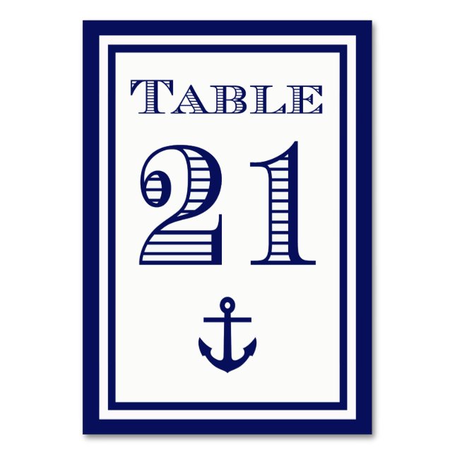 Cartão de Mesa Simples com Âncora em Moldura Azul- (Frente)