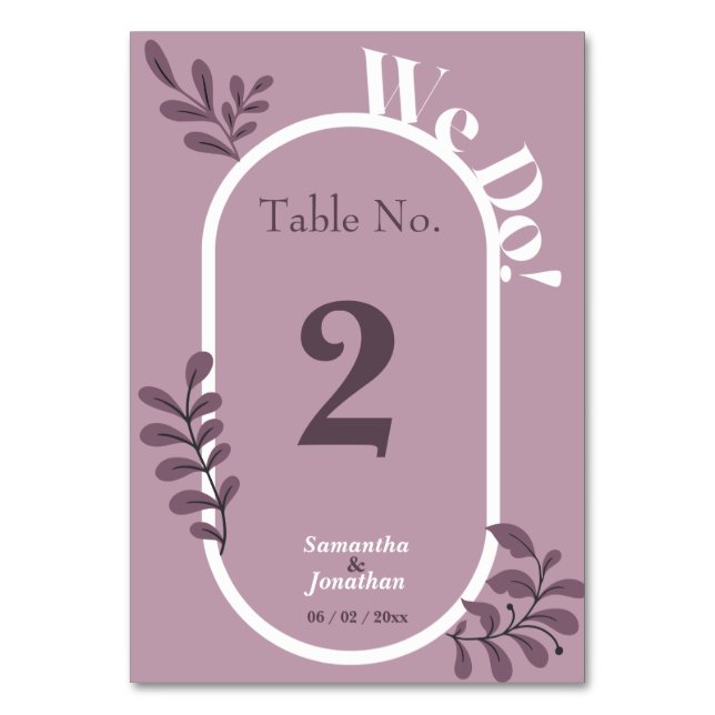 Cartão de Mesa Simples de Casamento Rosa-Cóco (Verso)