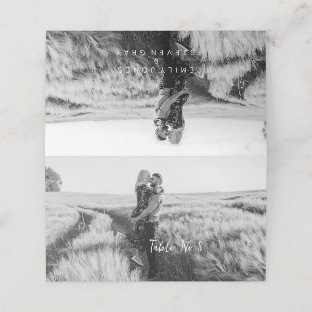Cartão De Mesa Simples Elegante Boho Mesa Sem Cartão com fotos (Exterior/Desdobrado)