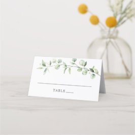 Cartão De Mesa Simples Eucalyptus Wedding Ampersand Monograma