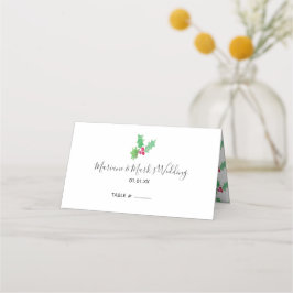Cartão De Mesa Simples Mão Cintado Vermelho Holly Berry Natal
