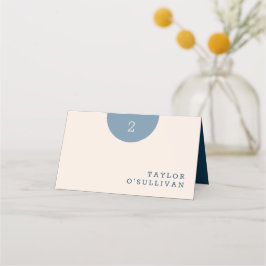 Cartão De Mesa Simplesmente Azul Clássico e Casamento de Creme