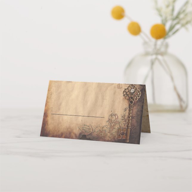 Cartão De Mesa Skeleton Key Antique Gothic Weding (Frente)