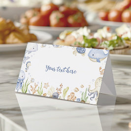 Cartão De Mesa Sob a Comida de aniversário dos animais marinhos T