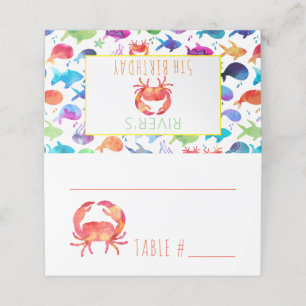 Cartão De Mesa Sob o Chá de fraldas de Aniversário do Peixe Arco-