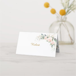 Cartão De Mesa Solteiro do Holder BlushFloralWedding