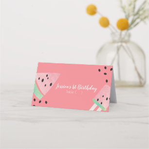 Cartão De Mesa Sorvete De Sementes De Melancia De Aniversário De