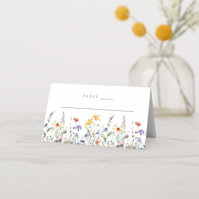 Cartão De Mesa Spring Wildflower Wedding (Frente)