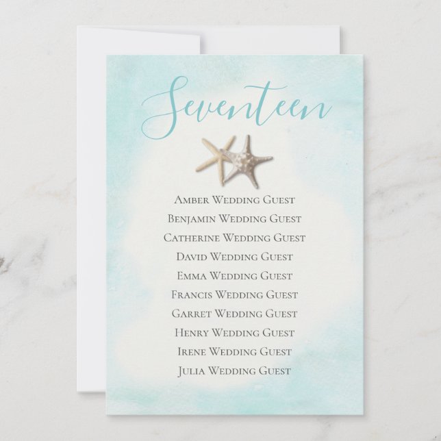 Cartão de Mesa Starfish 17 (Frente)