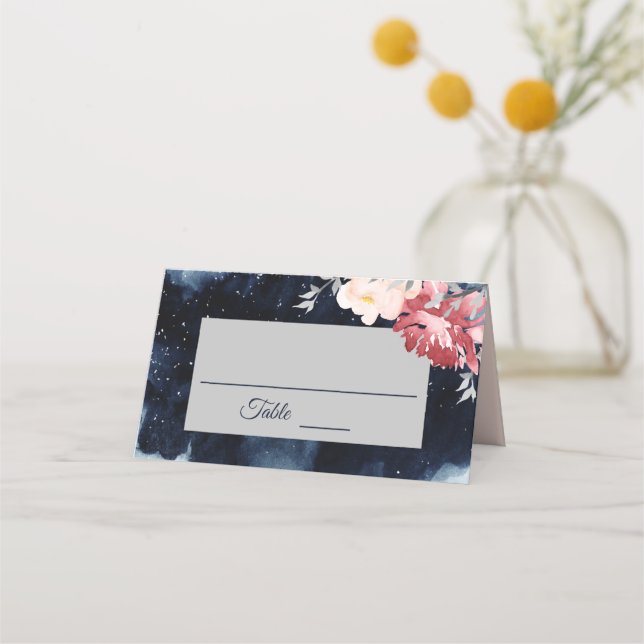 Cartão De Mesa Starry Night Floral Place Card (Frente)