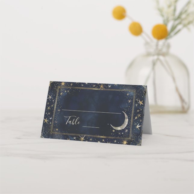 Cartão De Mesa Starry Night Romance Wedding (Frente)