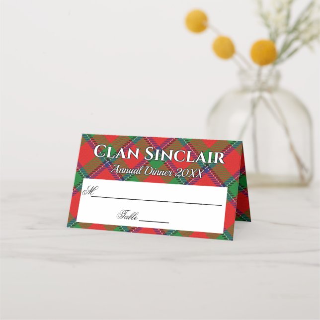 Cartão De Mesa Stata Clan Sinclair Tartan Motto (Frente)
