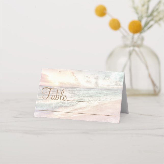 Cartão De Mesa Sunset Beach Wedding Place Card (Frente)