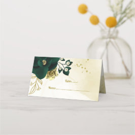 Cartão De Mesa Surpreendentes flores de ouro verde esmeralda
