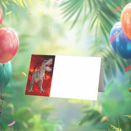 Cartão De Mesa T Rex, Mundo Jurássico, Festa de Fogo