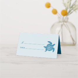 Cartão De Mesa Tartaruga do Mar, Casamento de Praia Azul do Mar