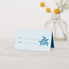 Cartão De Mesa Tartaruga do Mar, Casamento de Praia Azul do Mar