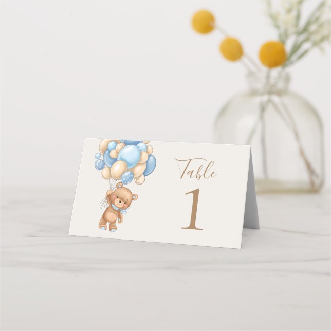 Cartão De Mesa Teddy Bear Balloon Brown (Verso)