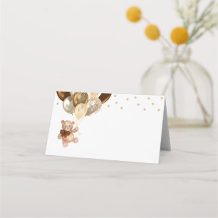 Cartão De Mesa Teddy Bear Brown e Dourado Chá de fraldas de Balõe