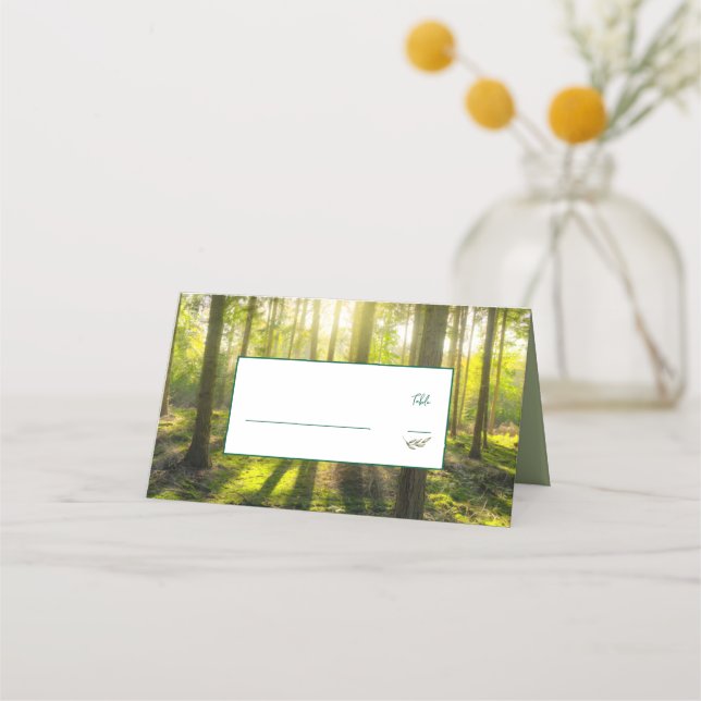 Cartão De Mesa Tema da Floresta Verde (Frente)
